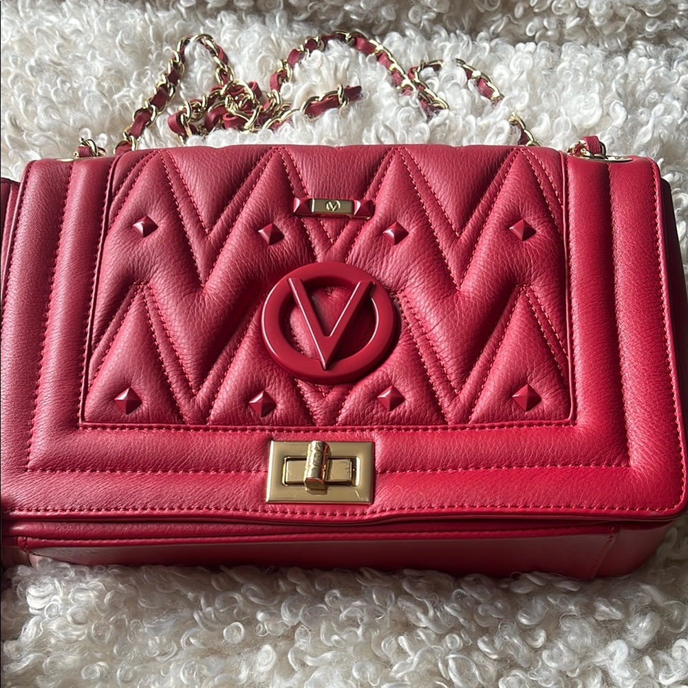 Valentino Red Quilted Leather Shoulder Bag